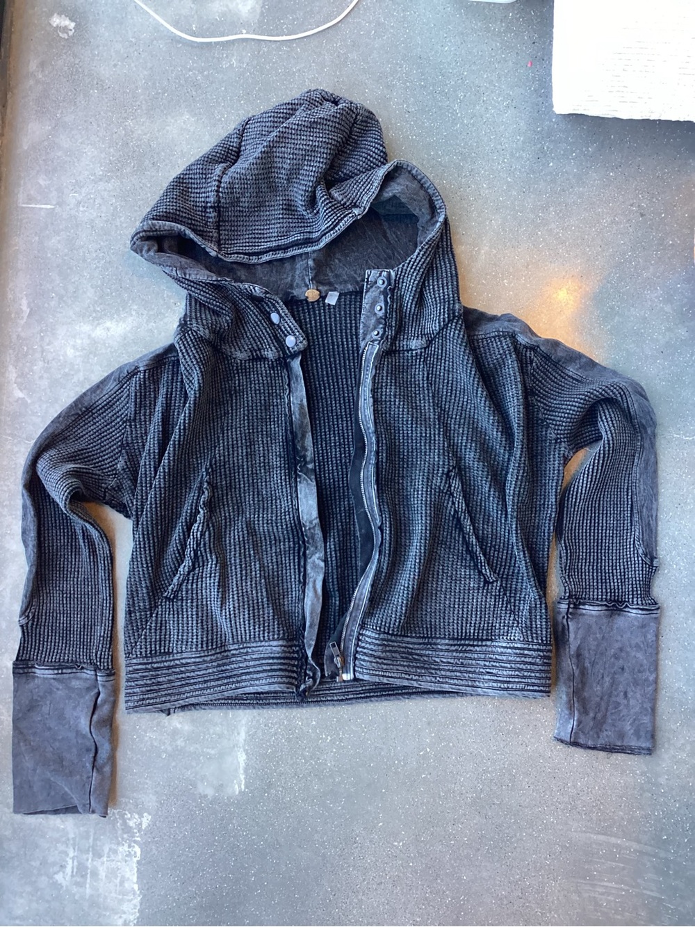 Free People Women's Hooded Zip Jacket in Charcoal